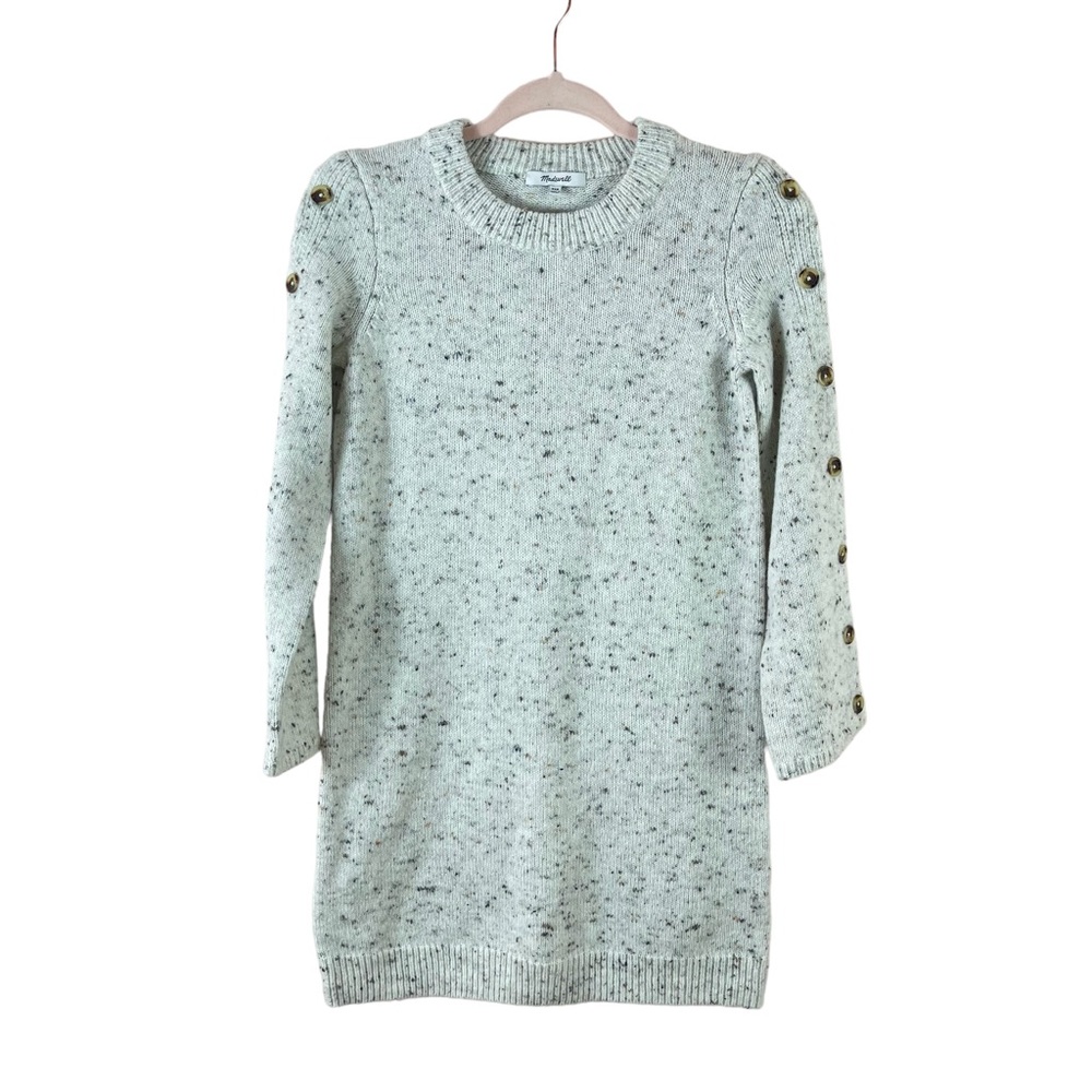 MADEWELL womens size XXS Donegal long button sleeve wool blend sweater dress